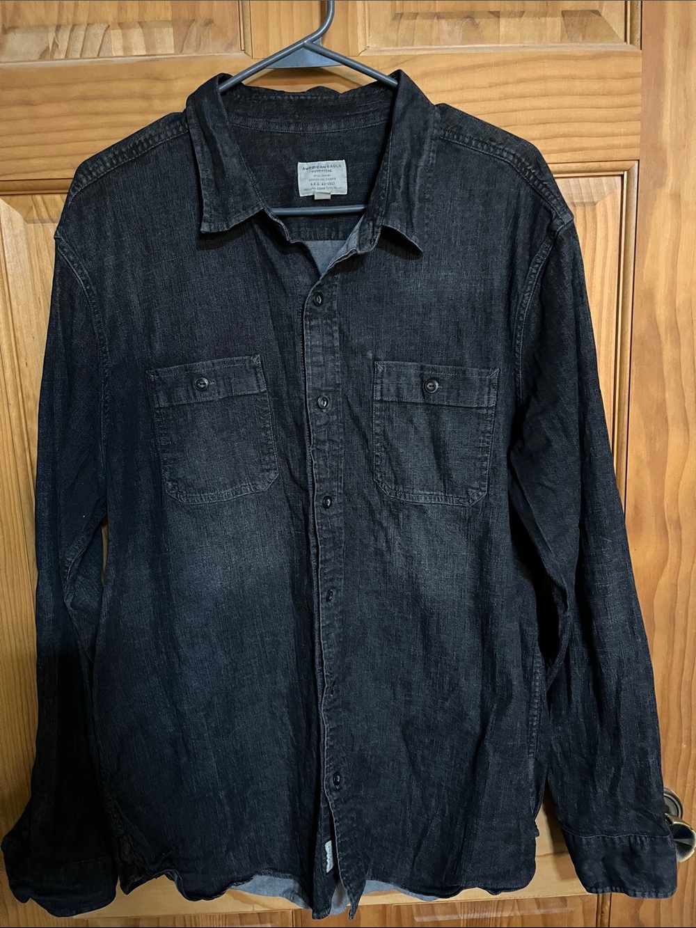 American Eagle Outfitters Black Button-Up Shirt with White Tag